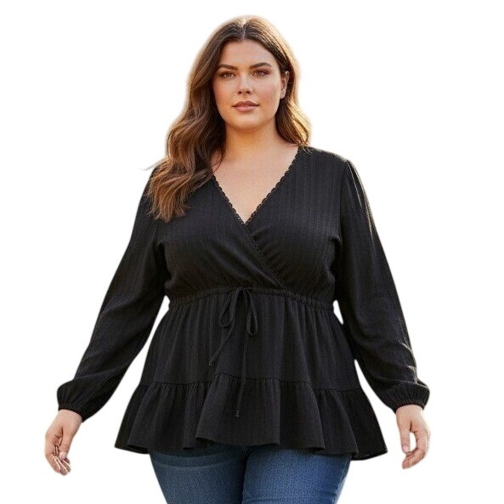 Torrid Whimsigoth Babydoll Womens size 1X Surplice Tiered Dark Romantic Emo Top
